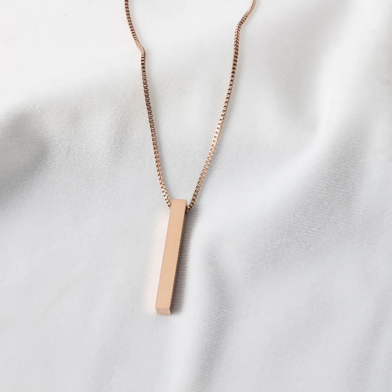 Rose Gold Bar Minimal Bar Necklace Men NVR Black Rhodium Plated - Main Image