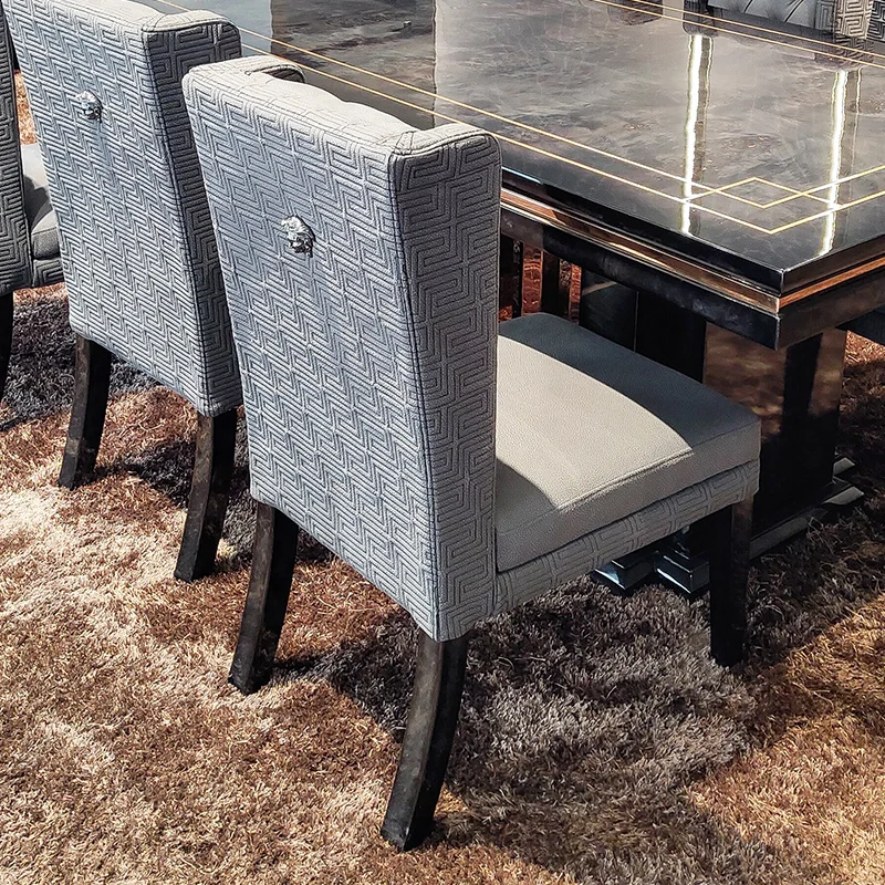 Modern Luxury Rectangular Dining Table with Chair Set  Dining Room Home Furniture