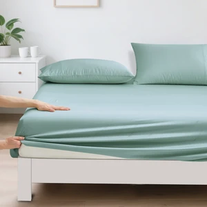 100% Organic Bamboo Viscose Deep Pocket Woven Modern Fitted Bedsheet Set Soft Breathable Modern Bedding Set