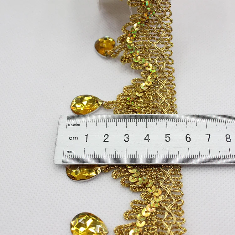 Турецкие аксессуары «сделай сам» 5,5 см плетеная отделка с золотой бриллиантовой формой кисточка кружева отделка кружевная ткань