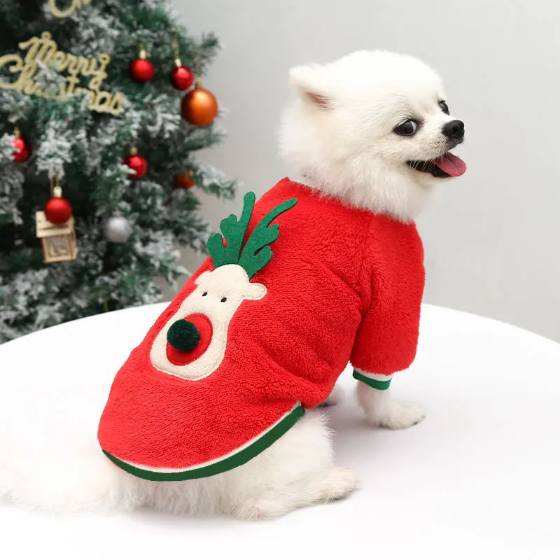 Manufacturer Wholesale Christmas Red Green Elk Winter Warm Dog Coat