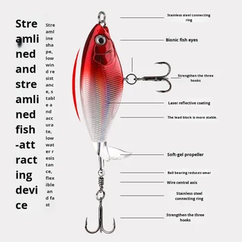 Lure Bait System Long Cast Floating Pencil Live Bait Set Propeller Bionic Bait Freshwater Fishing Snakehead Fish Metal – Metal Jig – view 5