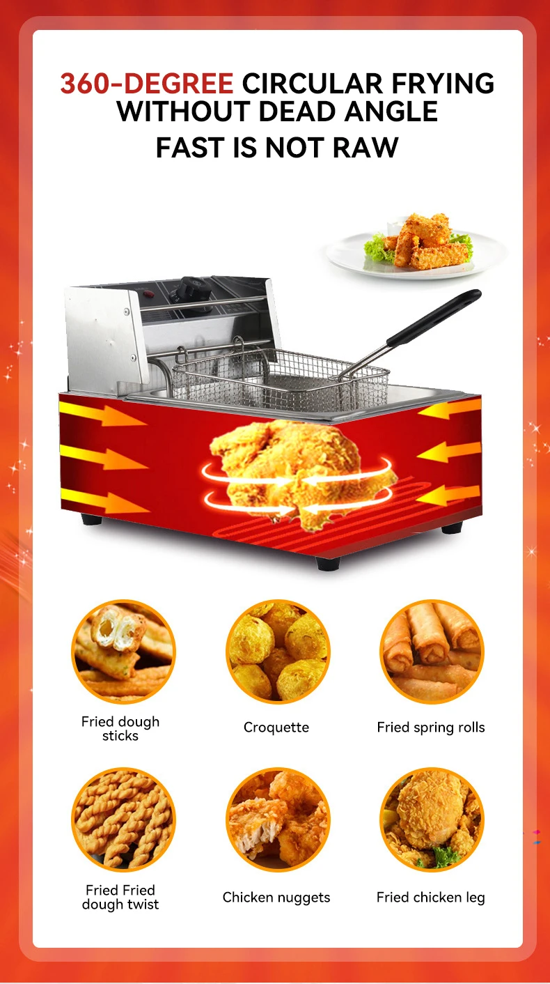 Commercial 6L 6 L mini hot corn dog potato chip french fries friteuse electric deep fryer frying machine price for fried chicken