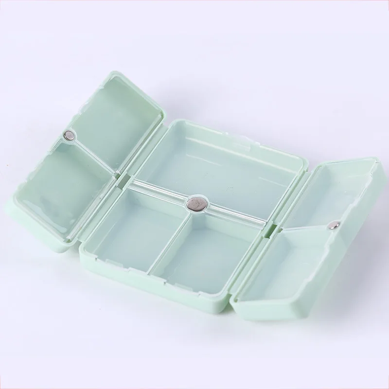 Четырехцветные складные капсулы портативная удобная компактная Магнитная складная коробка для хранения лекарств с 7 отделениями