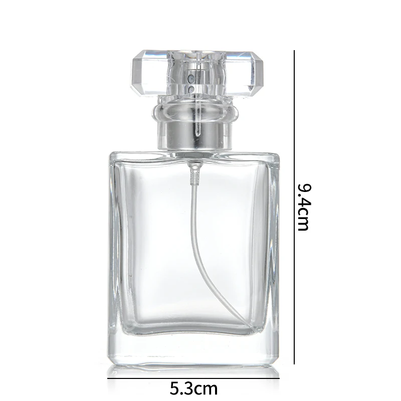 Wholesale Transparent Square Empty 50ml Cologne Perfume Glass Bottle with Acrylic Cap