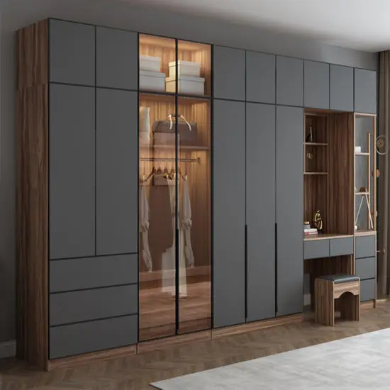 Custom Professional Modern Design Open Door Wardrobe Wooden Bedroom Closet