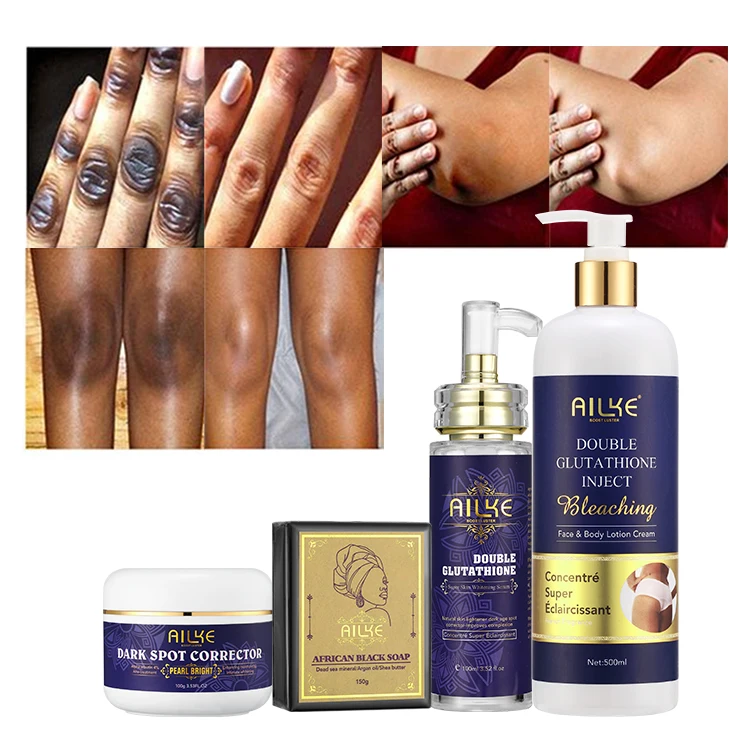 Private Label Double-glutathione Organic Get Rid of Dark Knuckles in 7 Days  Face Cream Serum Whitening Body Lotion Skin Care Set