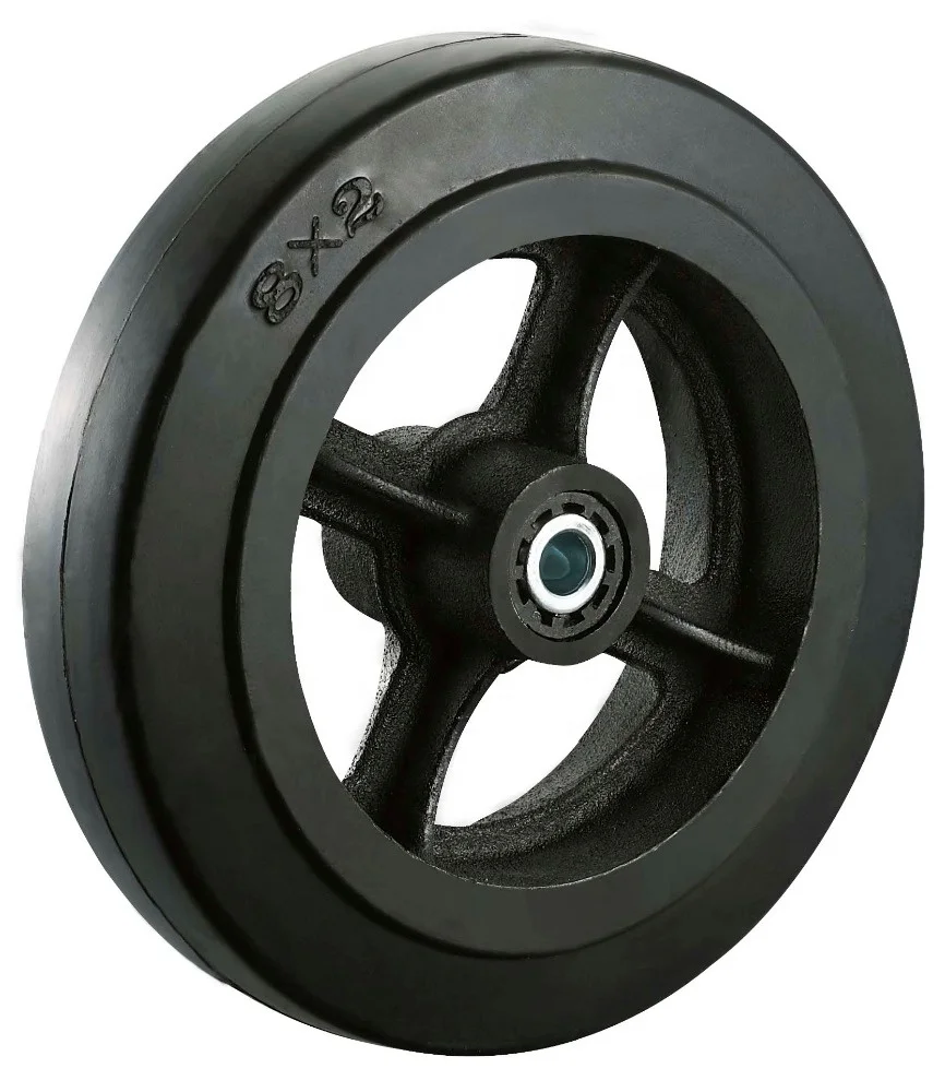 200x50 Rubber Wheel With Cast Iron Core Roller Bearing 8 Inch Trolley 