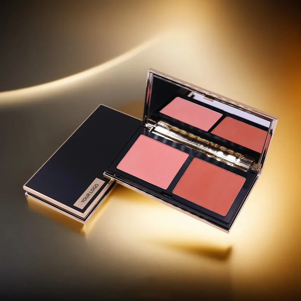 OEM&ODM Fashion Lady Beauty Face 2 Color Powder Blusher Makeup Private Label Double Blush Palette supplier