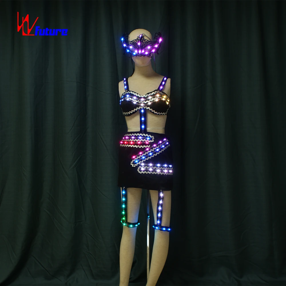 Customizable LED Glow in the Dark Sexy Stripper Clothes for Adults SM Girl Dress Performance Wear for Ballroom