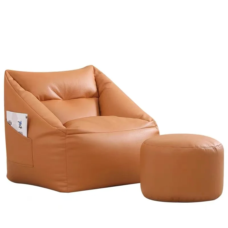 High Quality Modern Furniture Lazy Sofa Lounge Chair Fashion Living Room Chair Bean Bag with Ottoman