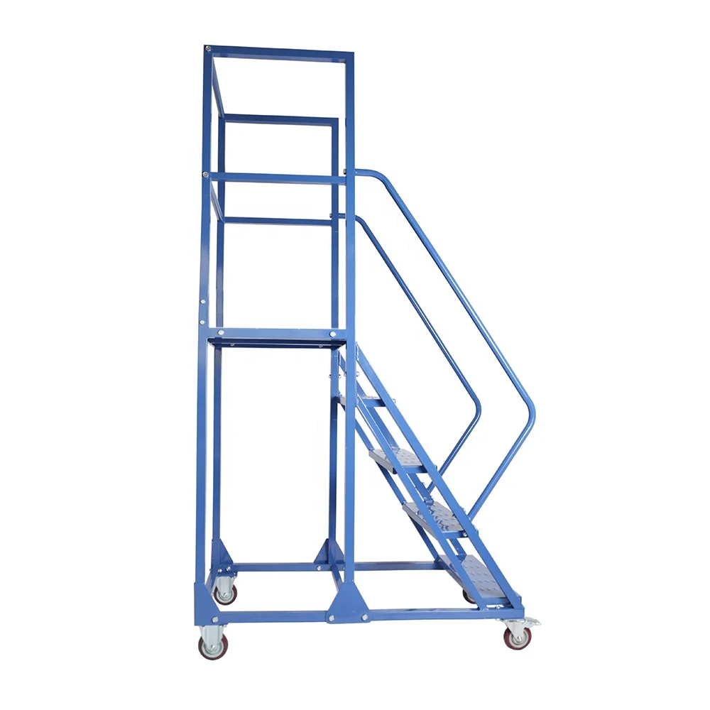 Portable Steel Rolling Mobile Safety Metal Work Platform Ladder With Toe Board