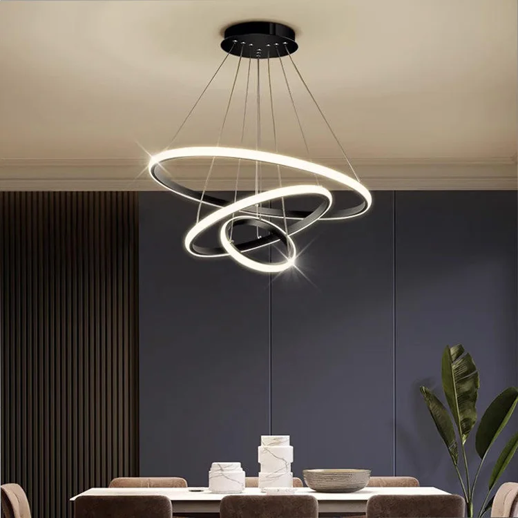 Lustre suspendu moderne et réglable pour intérieur, destiné à la chambre à coucher, en aluminium à LED avec fonction dimmable et design linéaire allongé, adapté aux hôtels et aux halls