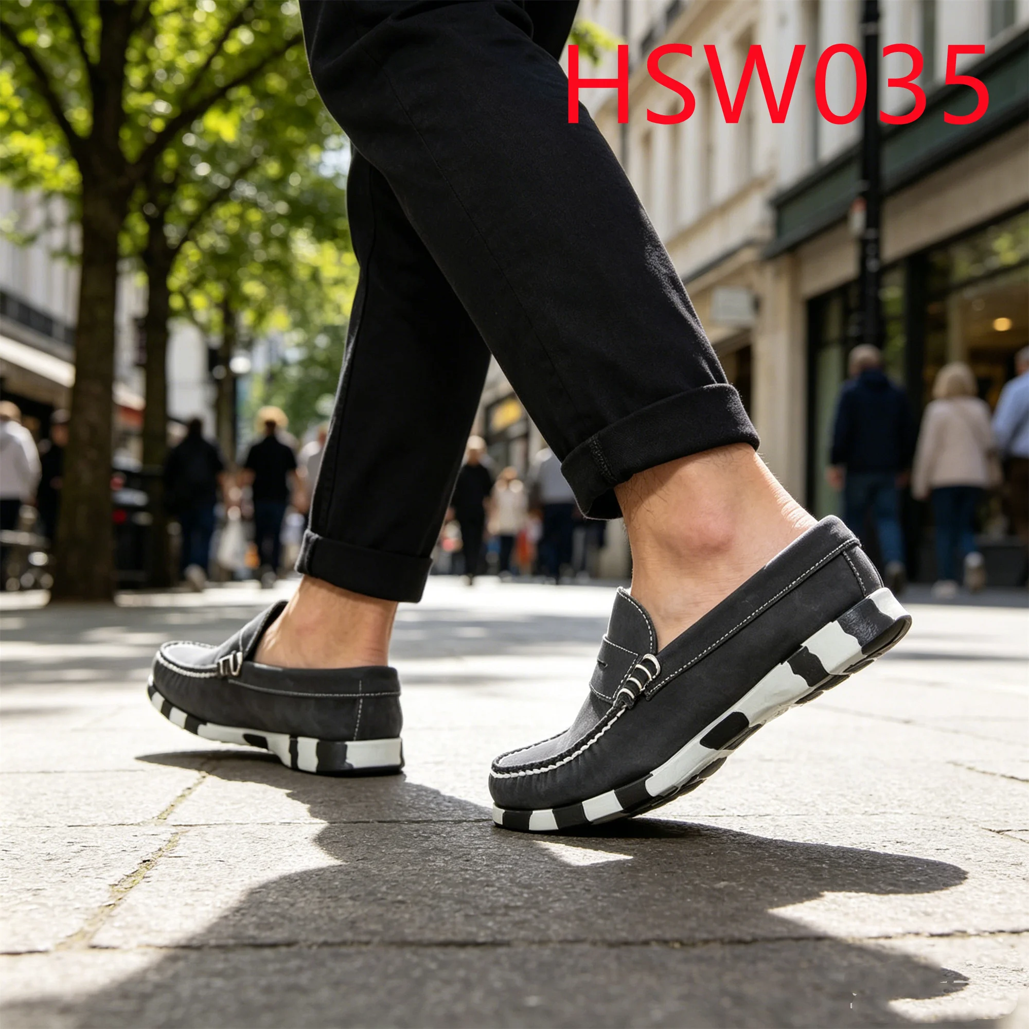 HY,Harbor Walking Long Time Walk Relieve the Stress Hand Sewn slippers Wear Well Wide Fit Style Black&Yellow Lazy Shoes HSW035