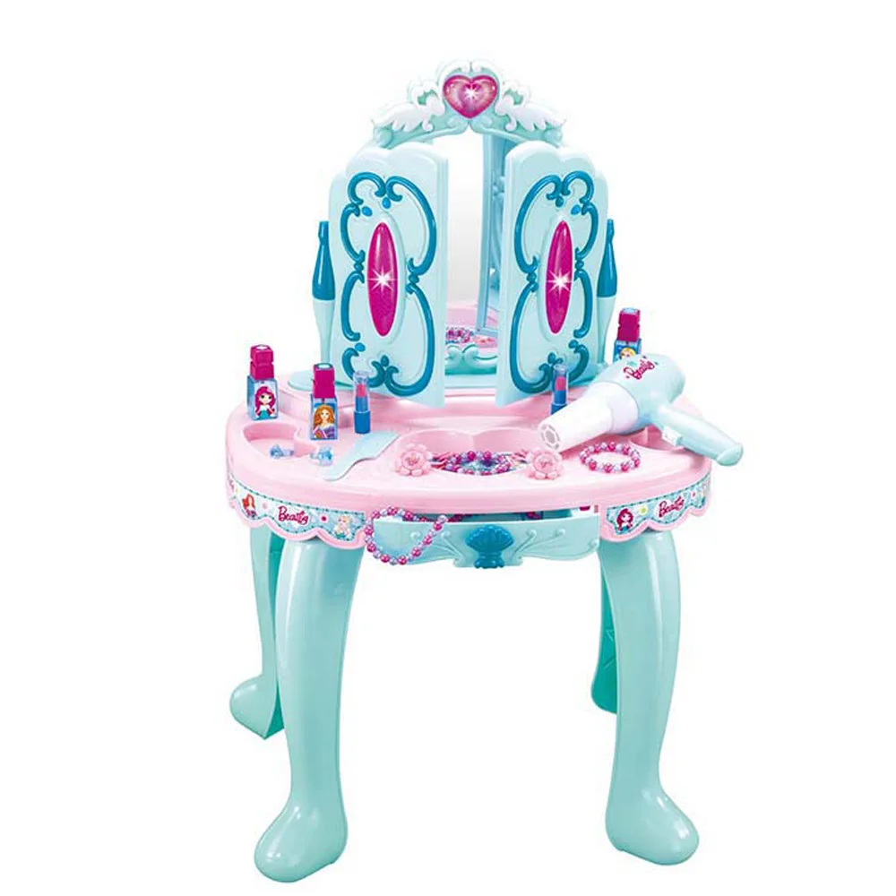 Beauty Salon Play Set For Girls - Vanity With Light-Up Mirror, Hair Dryer & Styling Accessories