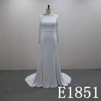 Long sleeve simple mermaid wedding dress