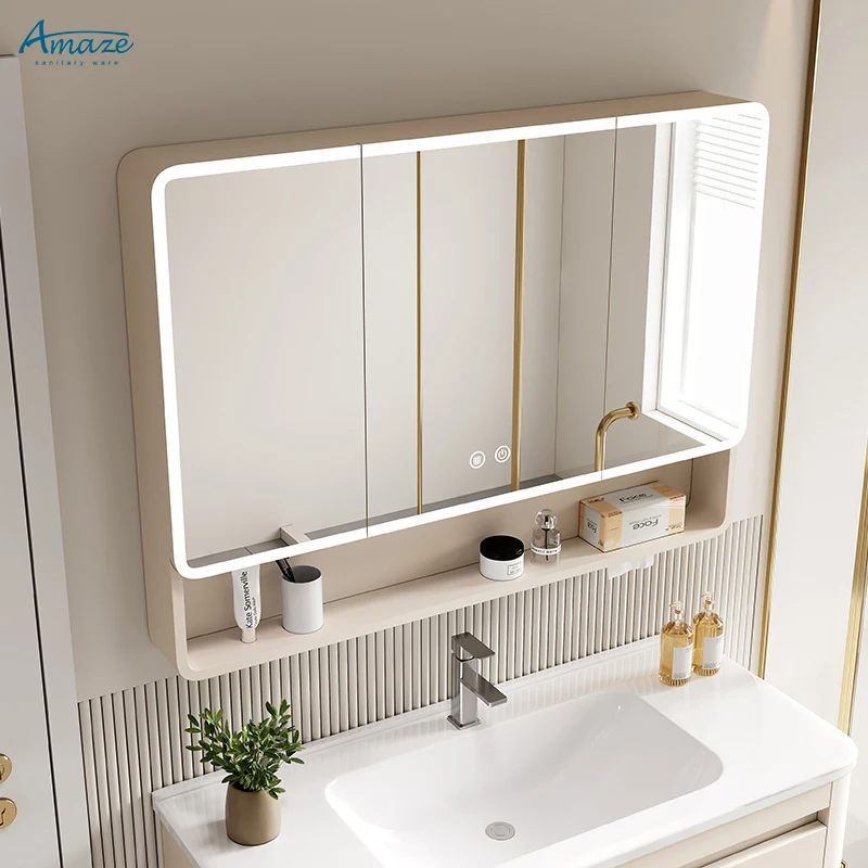 Modern bathroom smart mirror touch screen wall cabinet mirror Bathroom cabinet with led mirror details