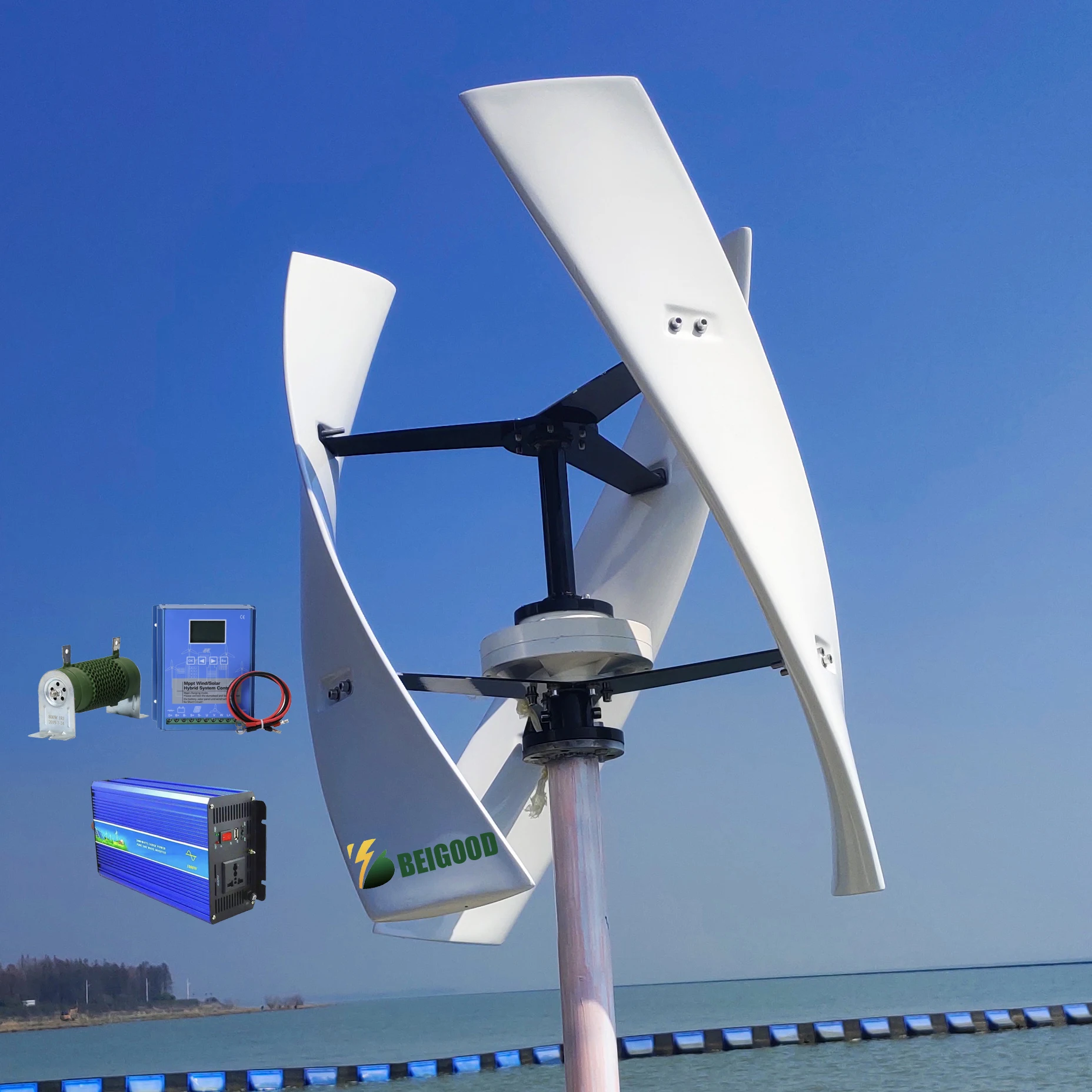 Free Power Vertical 2000w Wind Turbine Suitable for Home Use off Grid  System 2kw Roof Install Wind Turbine Small Size