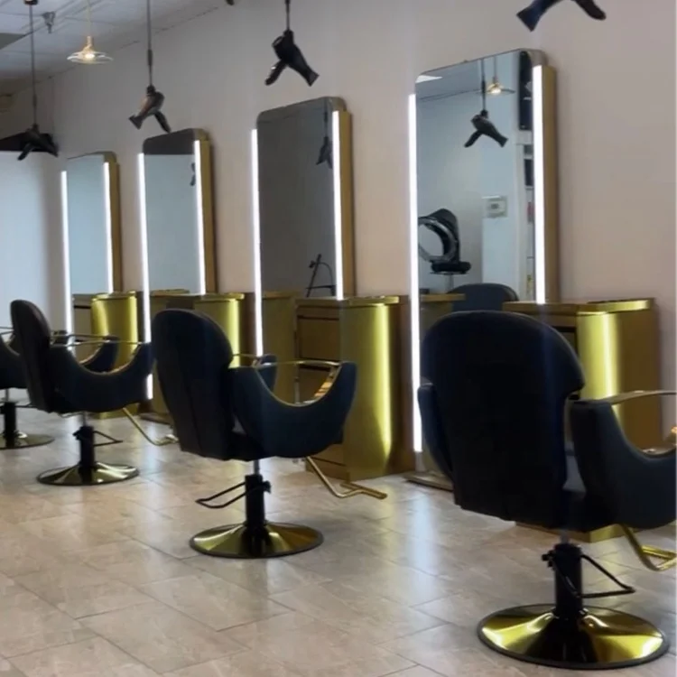 Barber Shop Hair Salon Studio Double Side Hair Cut Styling Station Mirror  Table