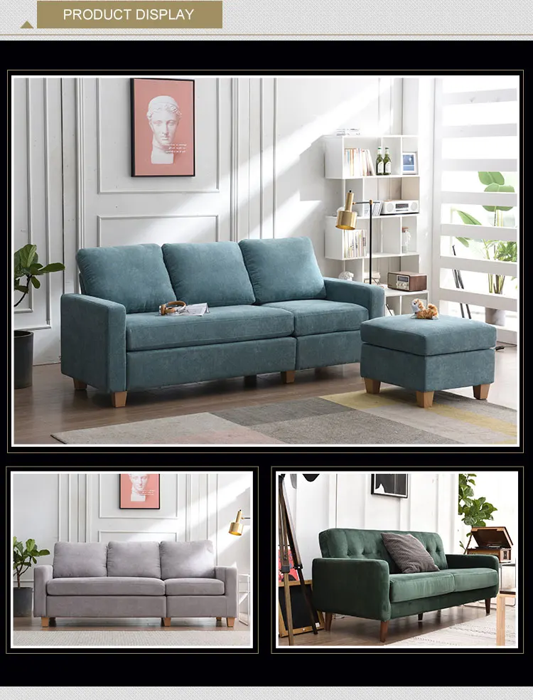 Sectional Loveseat Sofa Living Room Sofas Fabric Sofa 2 Seater Black