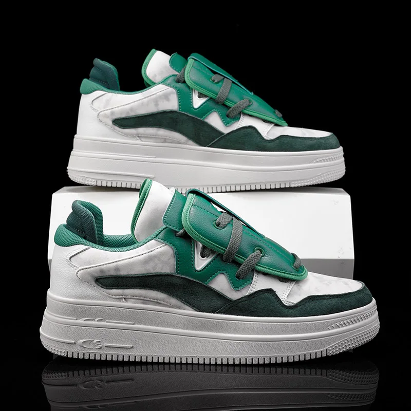 Low MOQ Custom with Brand Logo Men Fashion Casual Sneakers Height Increasing Blank Leather Sports Running Shoes for Man