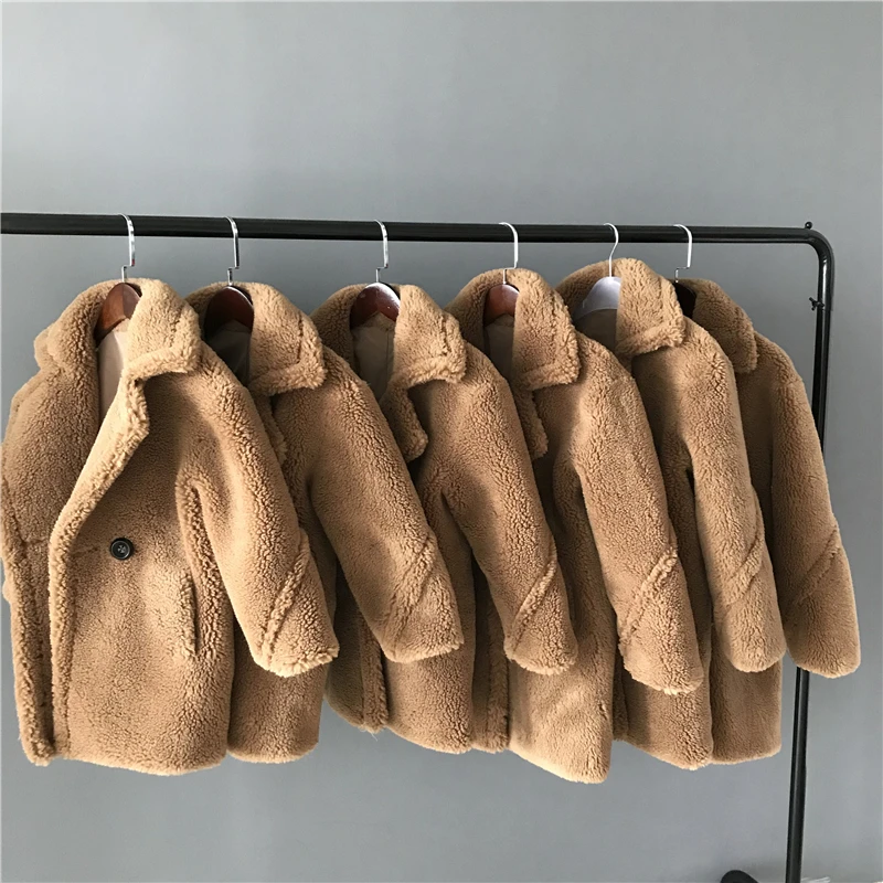 Новая трендовая зимняя куртка Тедди из натуральной овечьей шерсти для девочек и мальчиков оптовая продажа зимнее Детское пальто