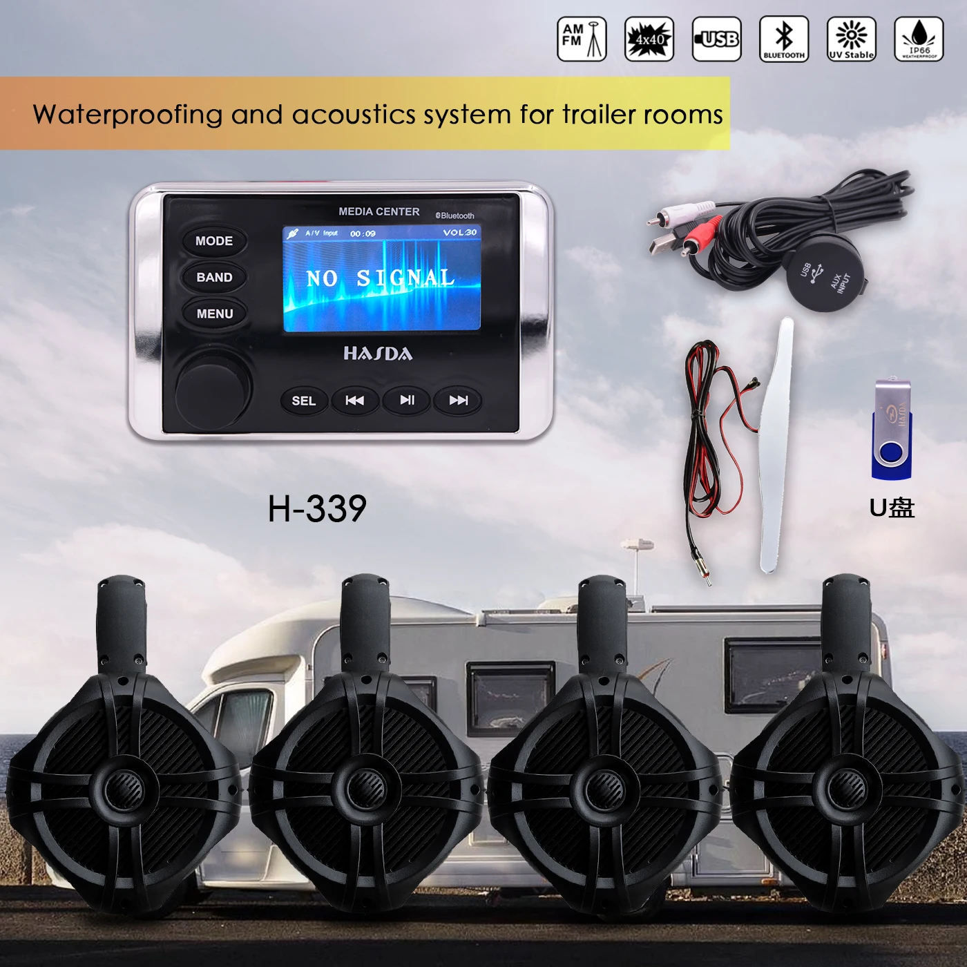 なデッサン 防水マリンステレオ、bluetoothストリーミング付きオーディオビデオプレーヤーfm/am、ヨット、ボート、utv、atv