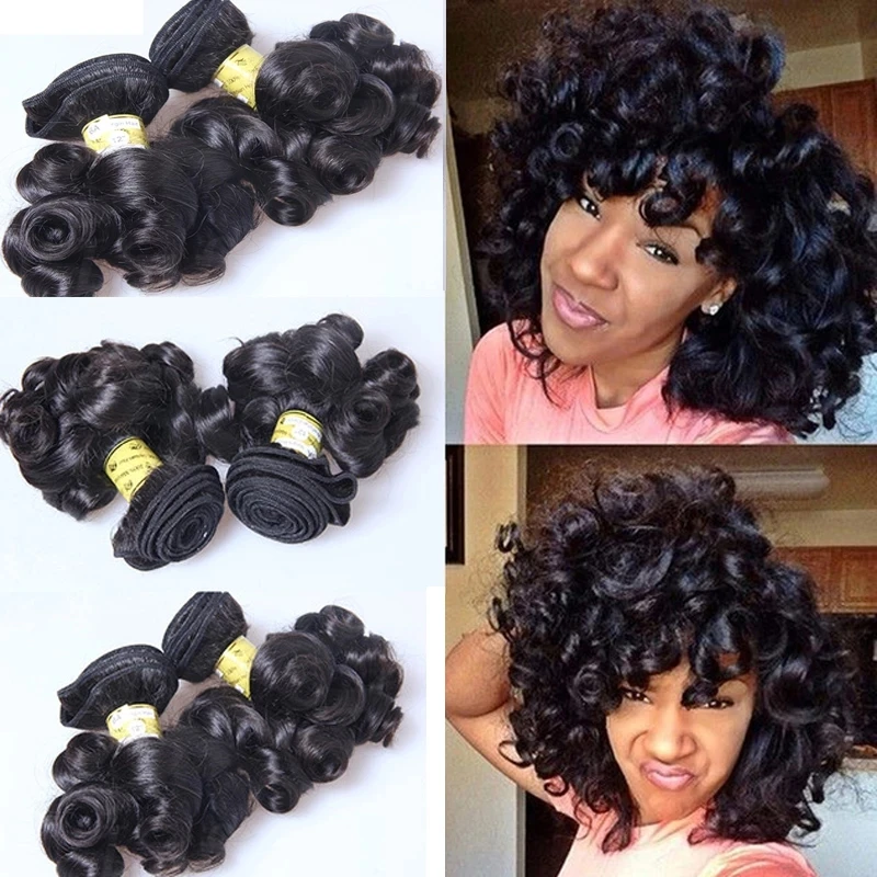 Brazilian Natural Black Curly Funmi Hair Weave 4 Bundles