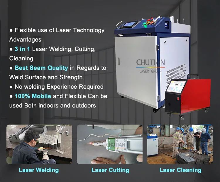 Manual 1000w 1500w 2000w 3000w 3 In 1 Hand Held Fiber Handheld Laser