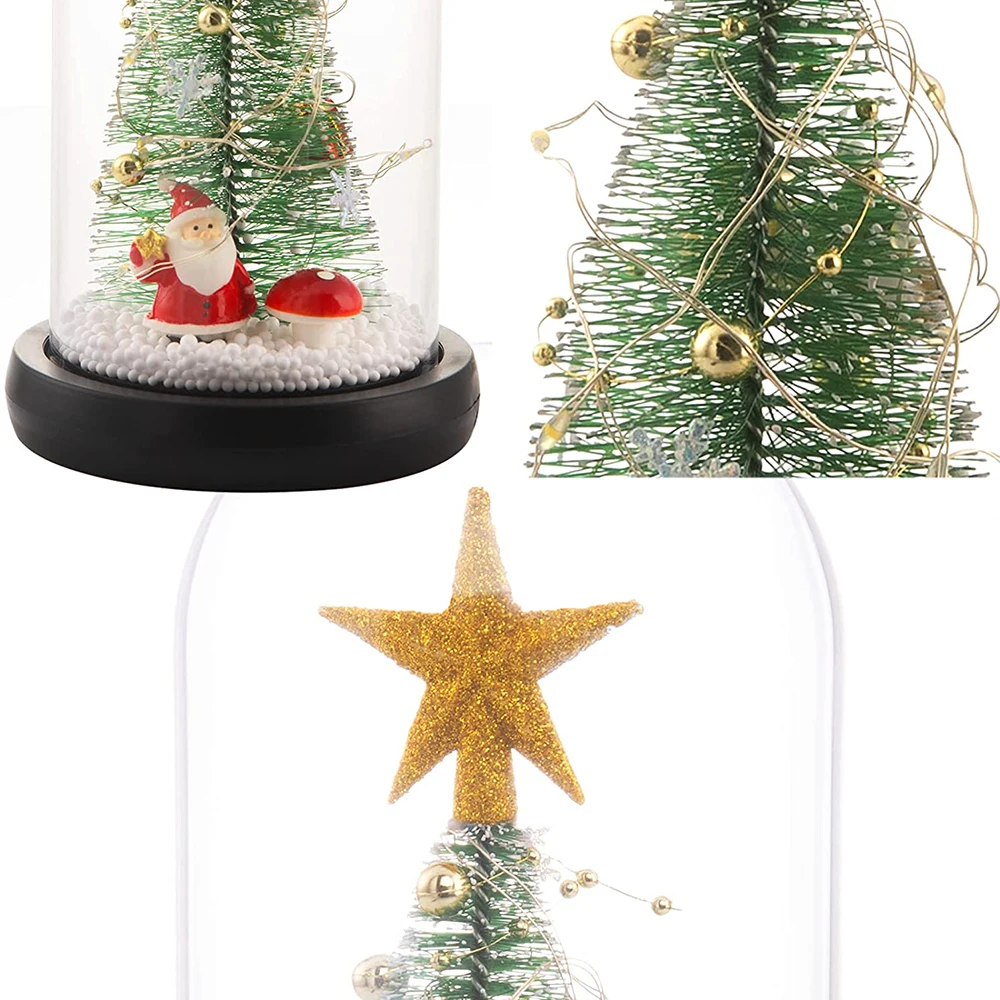 Mini Albero Di Natale Con Cupola Di Vetro E Luce LED: Addobbo Natalizio Da Tavolo Luminoso