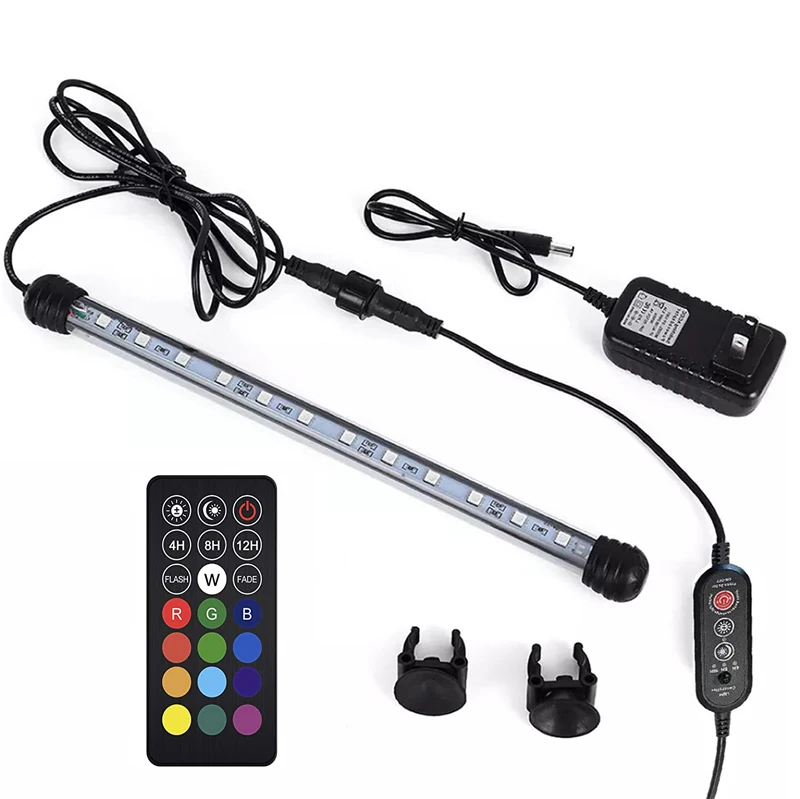 LED Aquarium Light RGB Submersible Fish Tank Lights Color Changing IP68 Waterproof Remote Control Background Wall Decor Driver