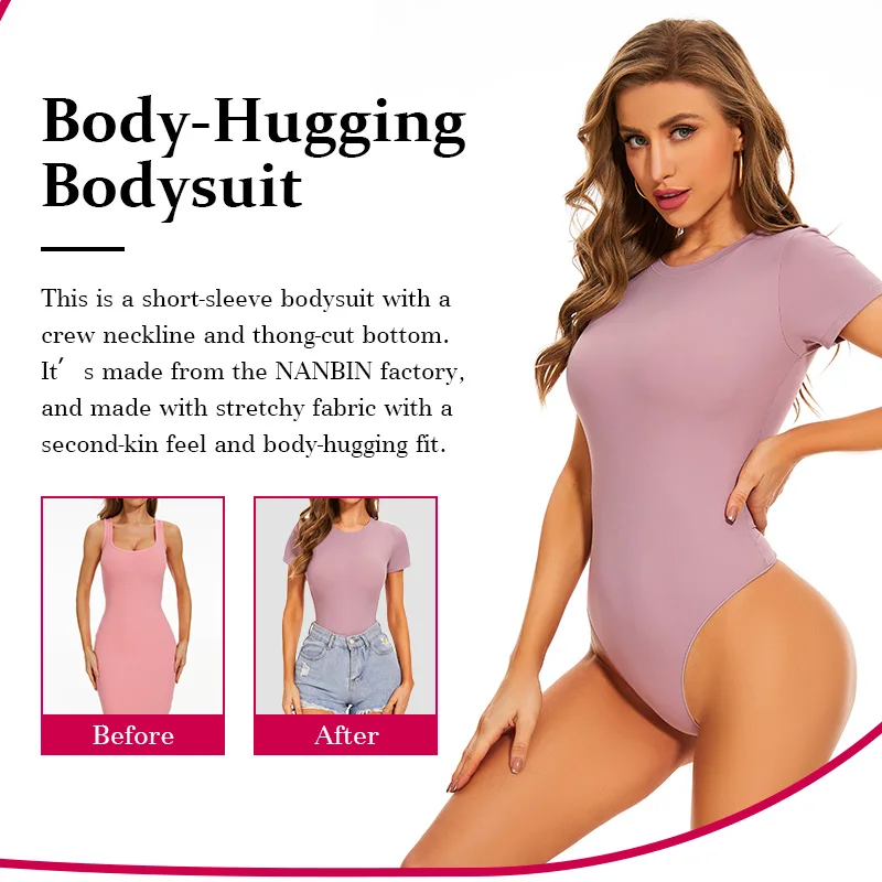 Wholesale One Pieces Crew Neck Basic Short Sleeve Bodysuit Tank Top