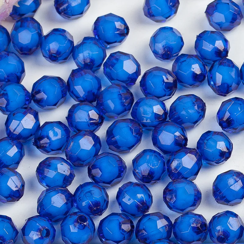 10 Grandi Perline Rotonde Da 14 Mm In Resina Acrilica Blu - Foto 4