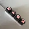 Four-button white shell - silicone black cat paw print