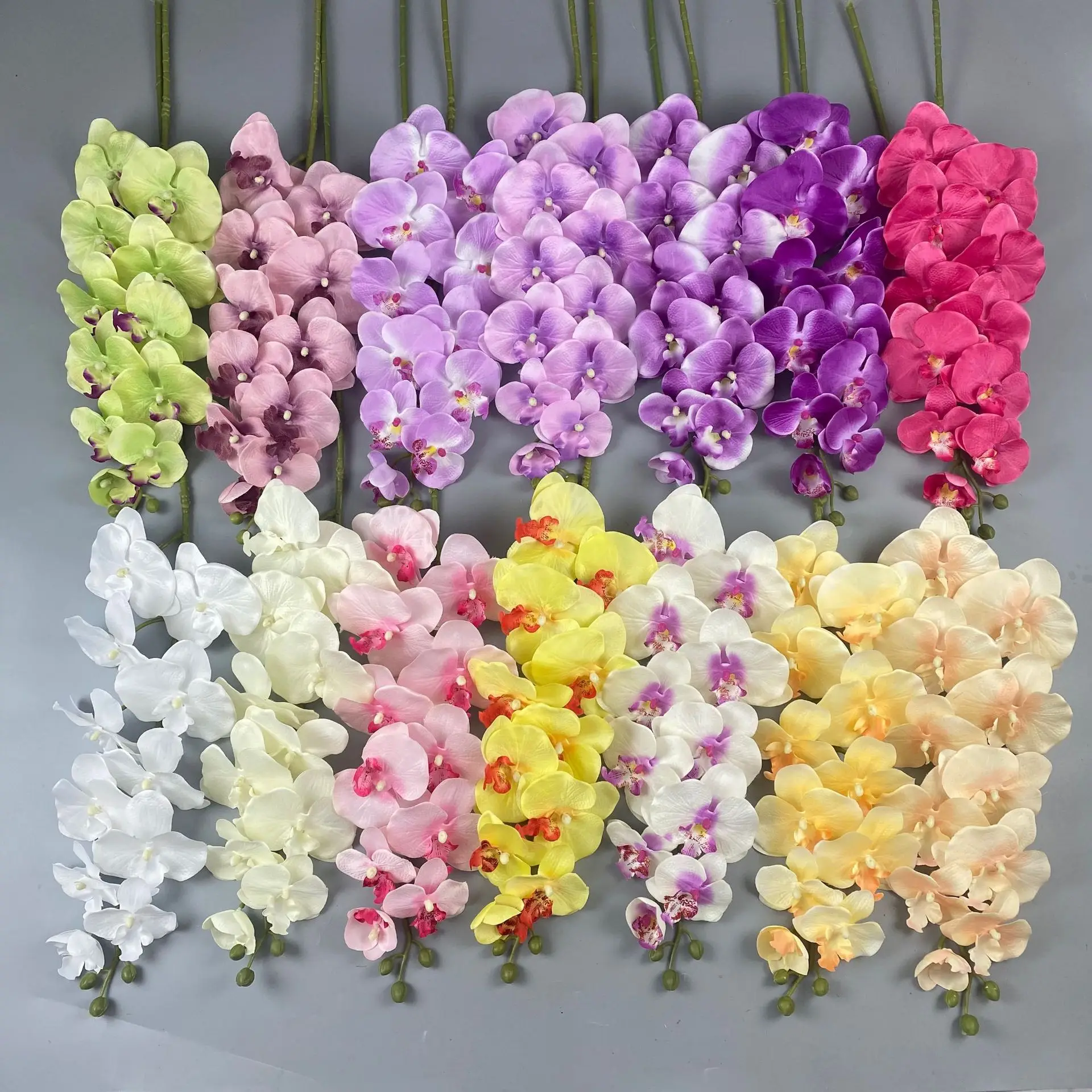 Home Decoration Flower Phalaenopsis Artificial Flower 11 Heads Latex ...