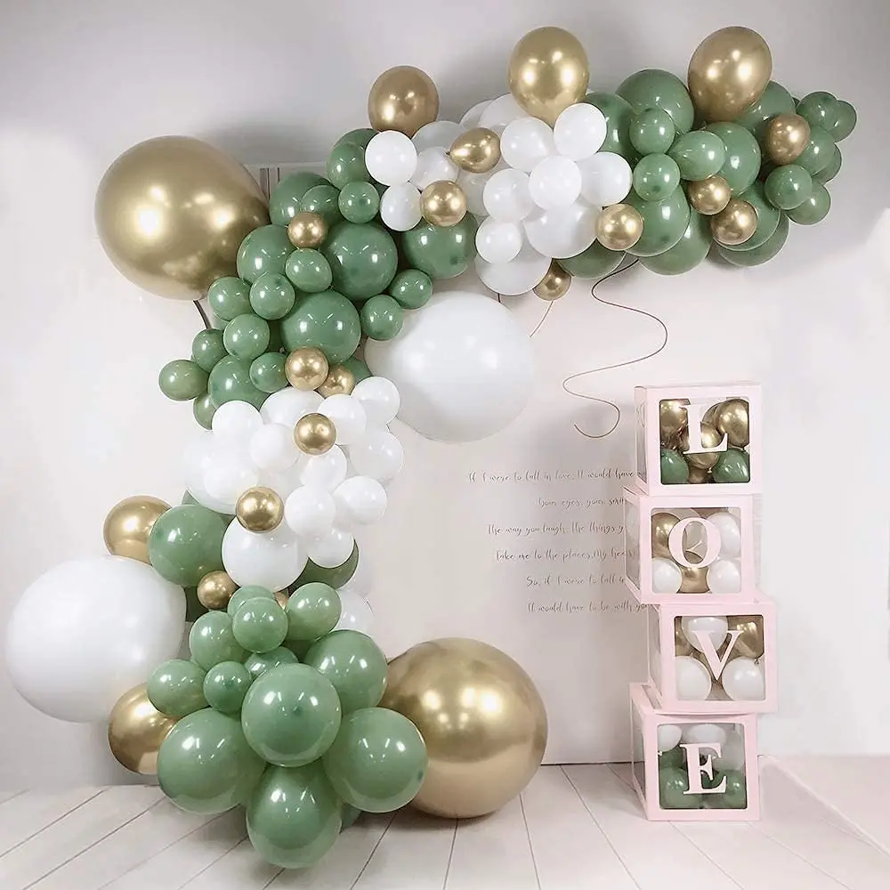 Conjunto De Globos Verdes Y Doradosguirnalda De Globos Verdekit De Arco Para Bodacumpleaños