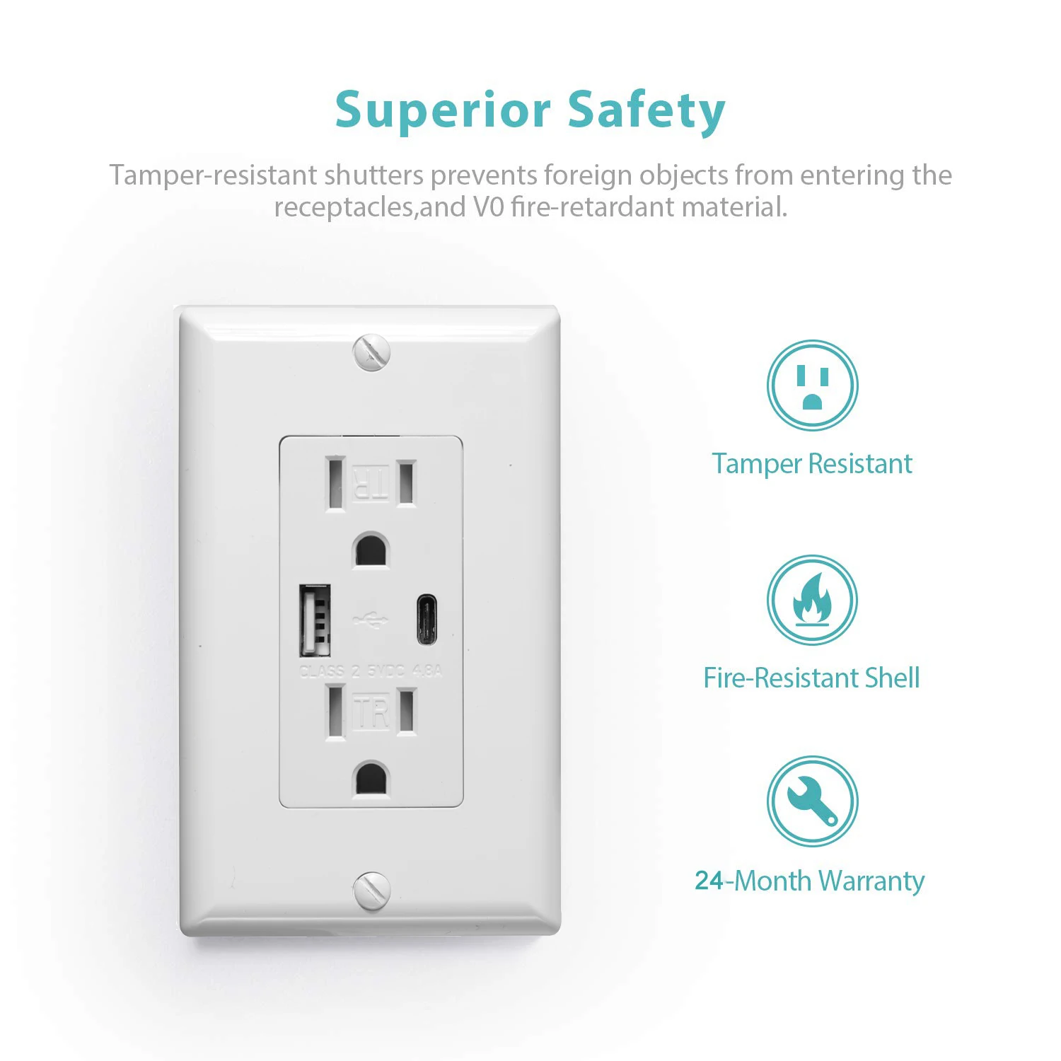 Best Seller Type a and Type C Wall Outlet USB C Wall Socket Electric Sockets and Switches