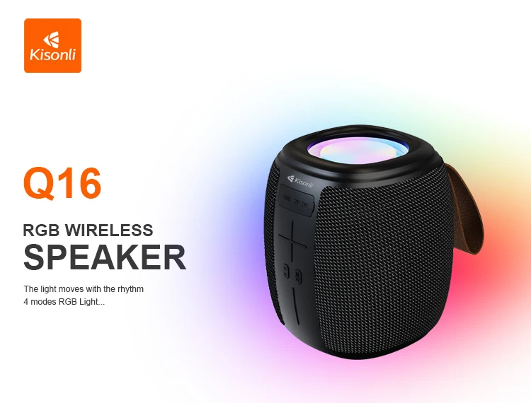 Kisonli Q16 Lighting Speaker Led Wireless Tws Function Blue Tooth Speakers