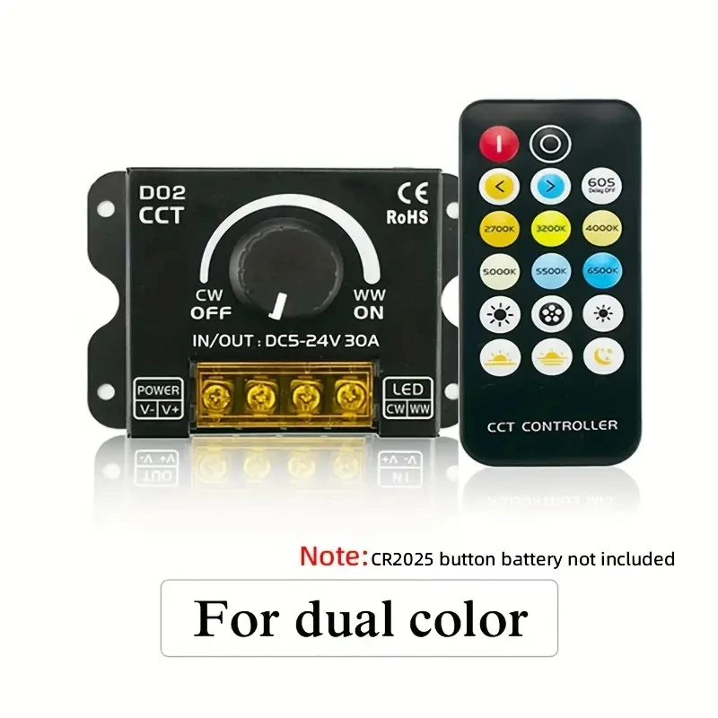 30a Led Strip Light Knob Dimmer Switch With Wireless Rf Remote Pwm