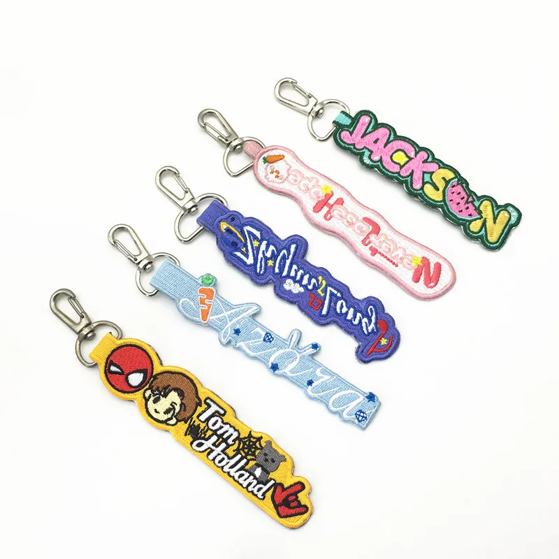 Custom Embroidered Key Ring Creative Zipper Strip Embroidered Keychain ...