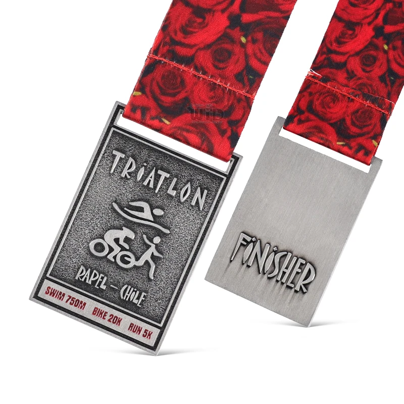 Wholesale Custom High Quality Ironman Triathlon Finisher Medal Square Metal for Runners Marathoners Swimmers & Cyclists