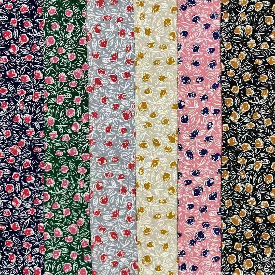 Текстиль Rongbao, дешевый, простой, тканый, 100% вискоза, мультяшный принт, вискоза, поплин, 45S ткань для женского платья