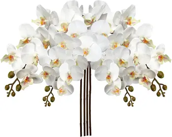 Blooming Phalaenopsis Artificial Orchid with 9 Large Flowers Real Touch Home Decoration for Christmas and Easter Arrangements