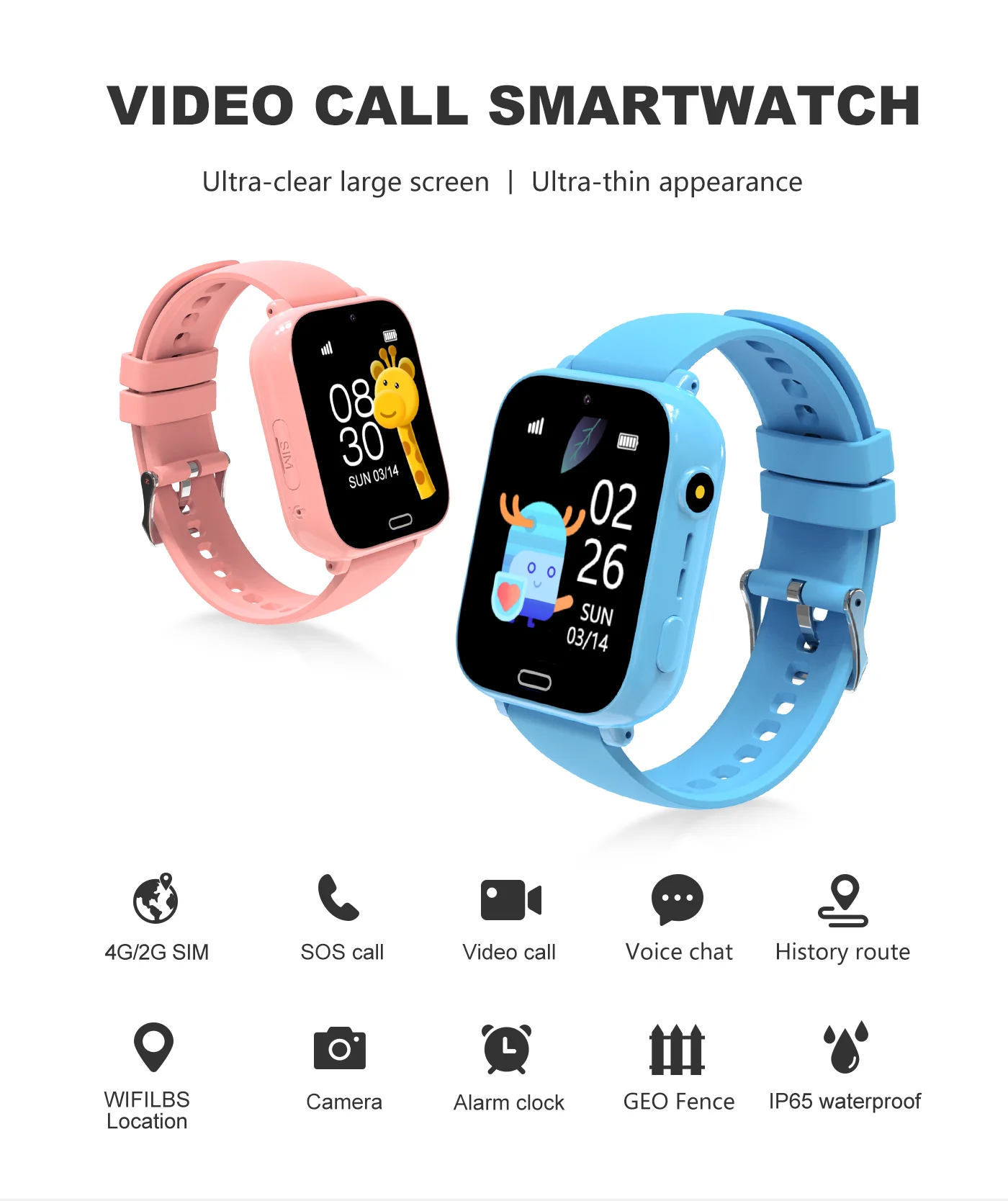 Ensure Your Child's Safety with an Ultra-thin 4G Kids Watch Featuring Live GPS, Video Calls, and a One-touch SOS Button.