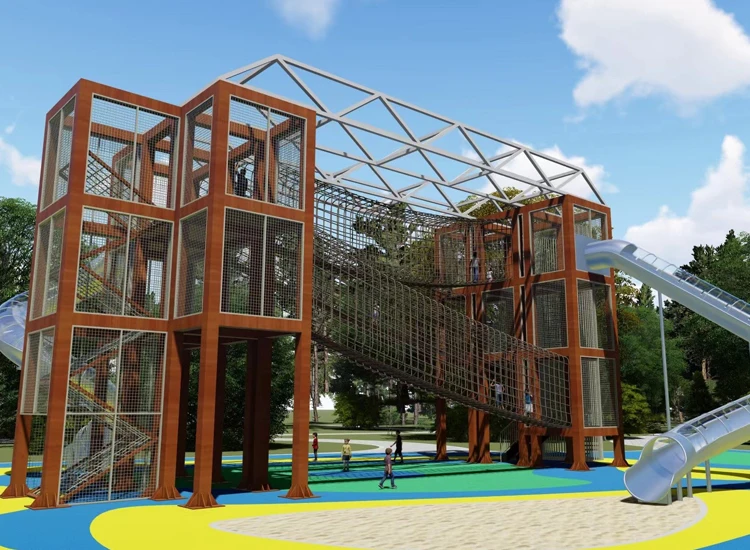 Outdoor Children's Large Playground Climbing Structure Climbing Net Playhouse Suitable for Adventure Parks, Theme Parks