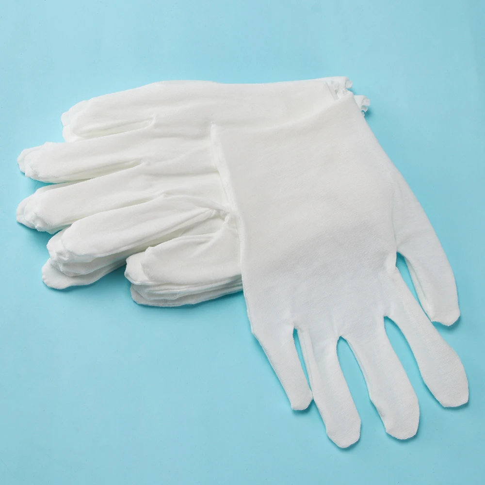 14kg 1Pair Unisex Thin One-size- Sweat-resistant Cotton Dust-free Lycra Gloves White Gloves