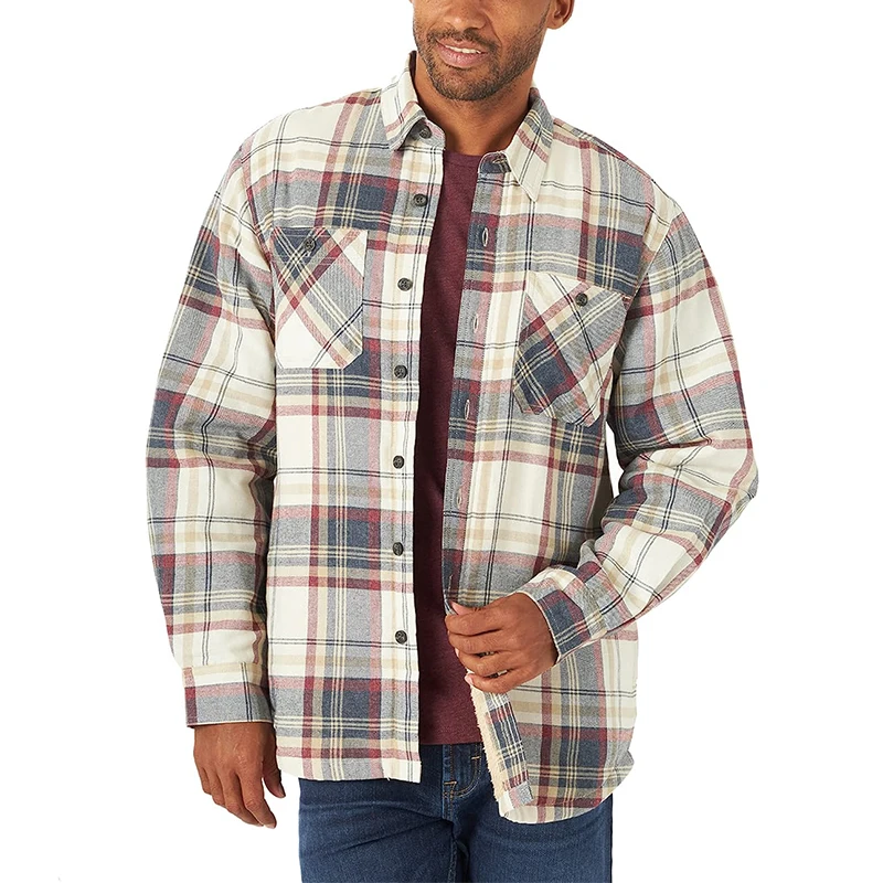 Custom Flannel Sherpa ed Mens plaid Shirt casual full sleeves plus size flannel shirts_voghion.com