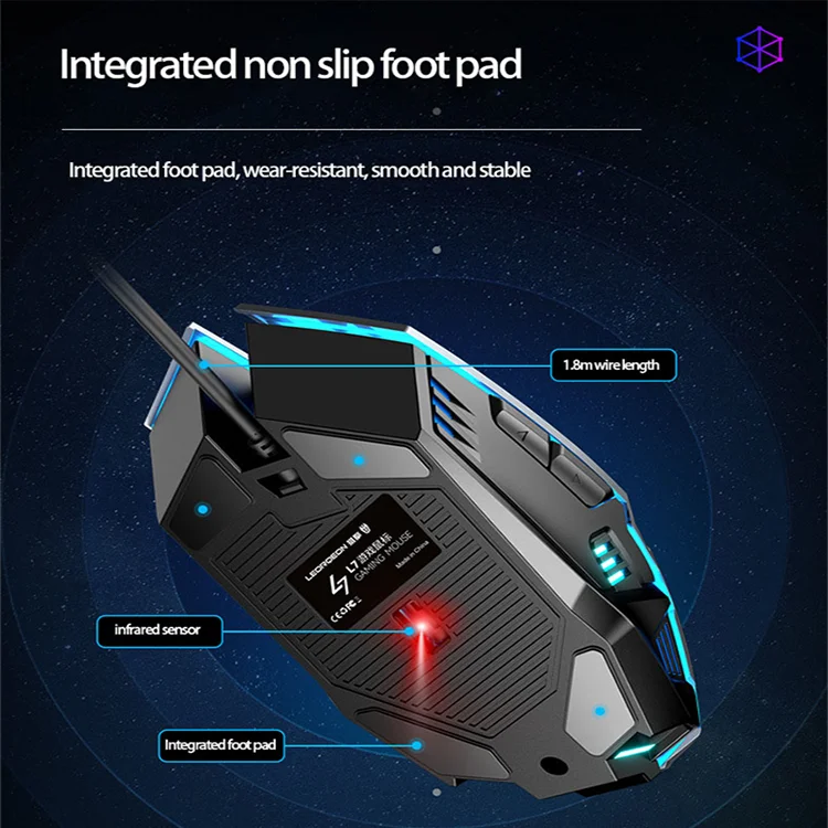 Custom Mech Gaming Mouse - 1.8M Cable, Programmable DPI