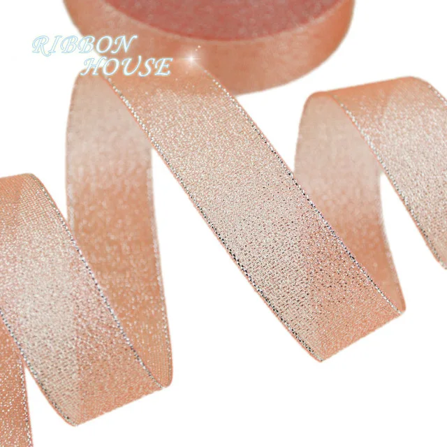 25yards/roll) 1''(25mm) Metallic Glitter Ribbon Colorful Wholesale