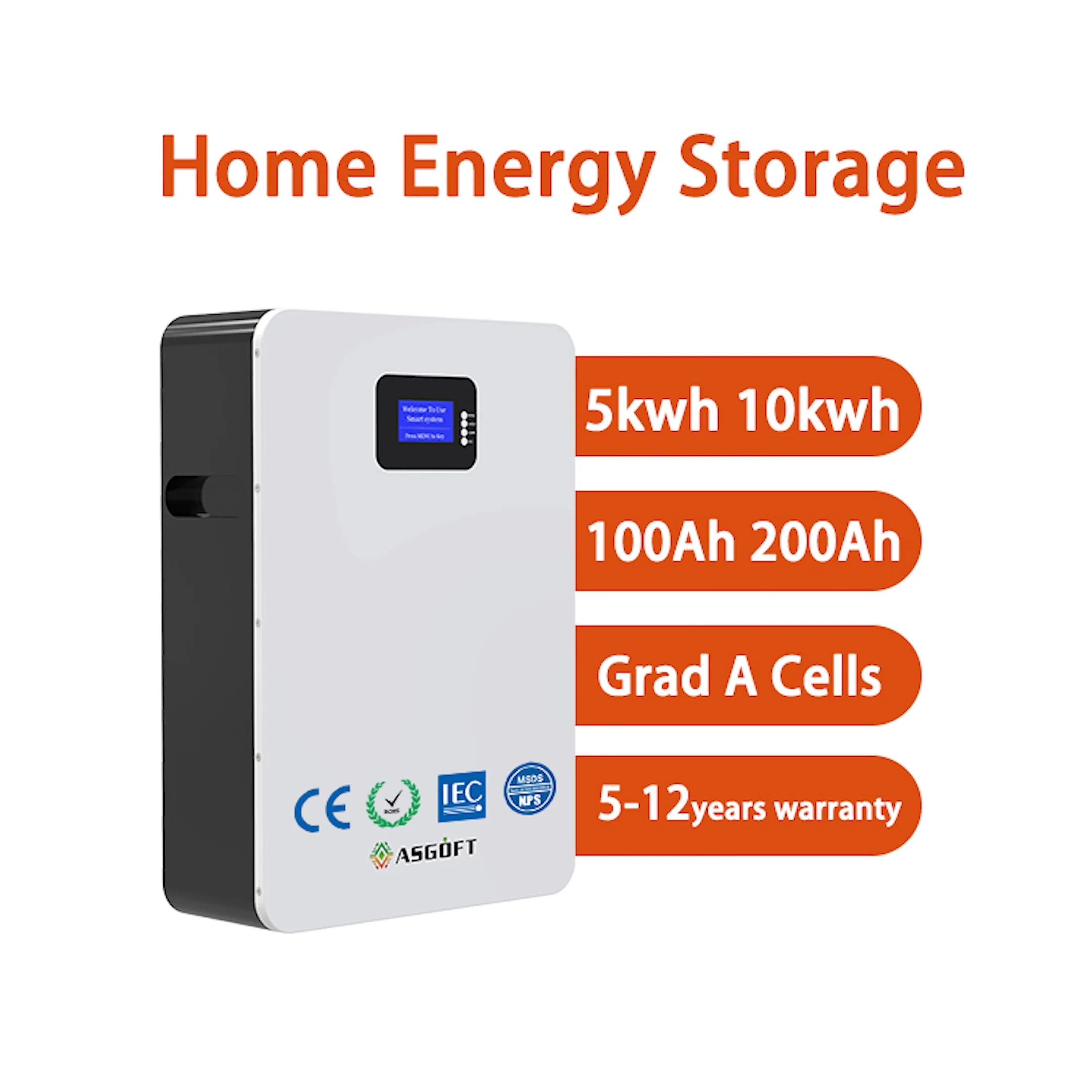 Powerwall 200ah Lithium Ion Battery 51.2v 48v 10kw 5kwh Home Energy ...